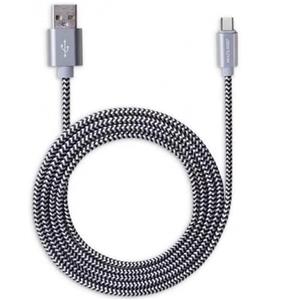Cabo USB Multilaser WI345 Type-C Preto 1,5 Metros Nylon Cinza