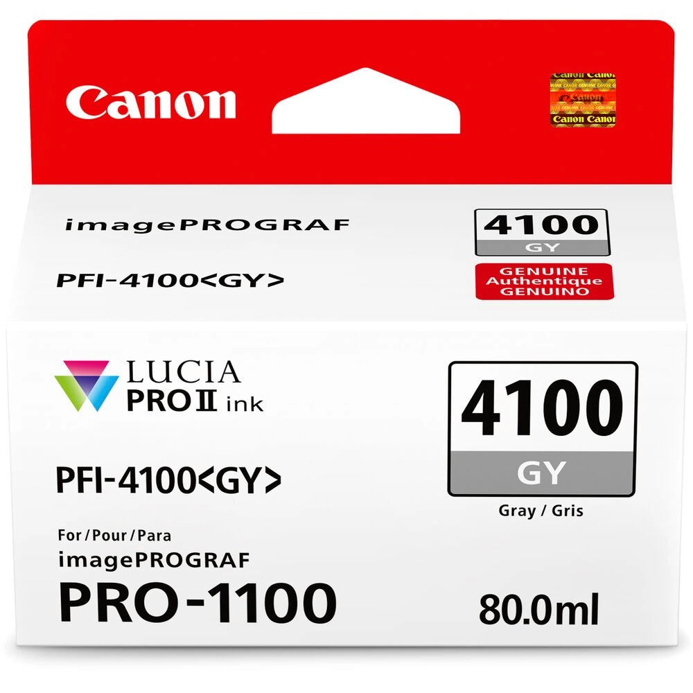 Cartucho de Tinta Canon PFI-4100 GY, Cinza, 80ml - 6783C002 (Sob encomenda)
