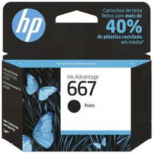 Cartucho de Tinta HP 667 (3YM79AB) Para HP DeskJet Ink Advantage 2376 , 2776 , 6476 , 2874 , Preto
