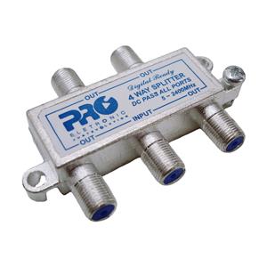 Divisor Proeletronic 1:4 PQDV-2024 , Satélite/UHF/CATV 5-2400 MHz , Conectores F-Fêmea , Cinza