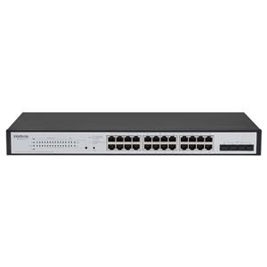 Switch Gerenciável Intelbras SG 2404 MR L2+ , 24 Portas Gigabit + 4 Mini-GBIC , Preto